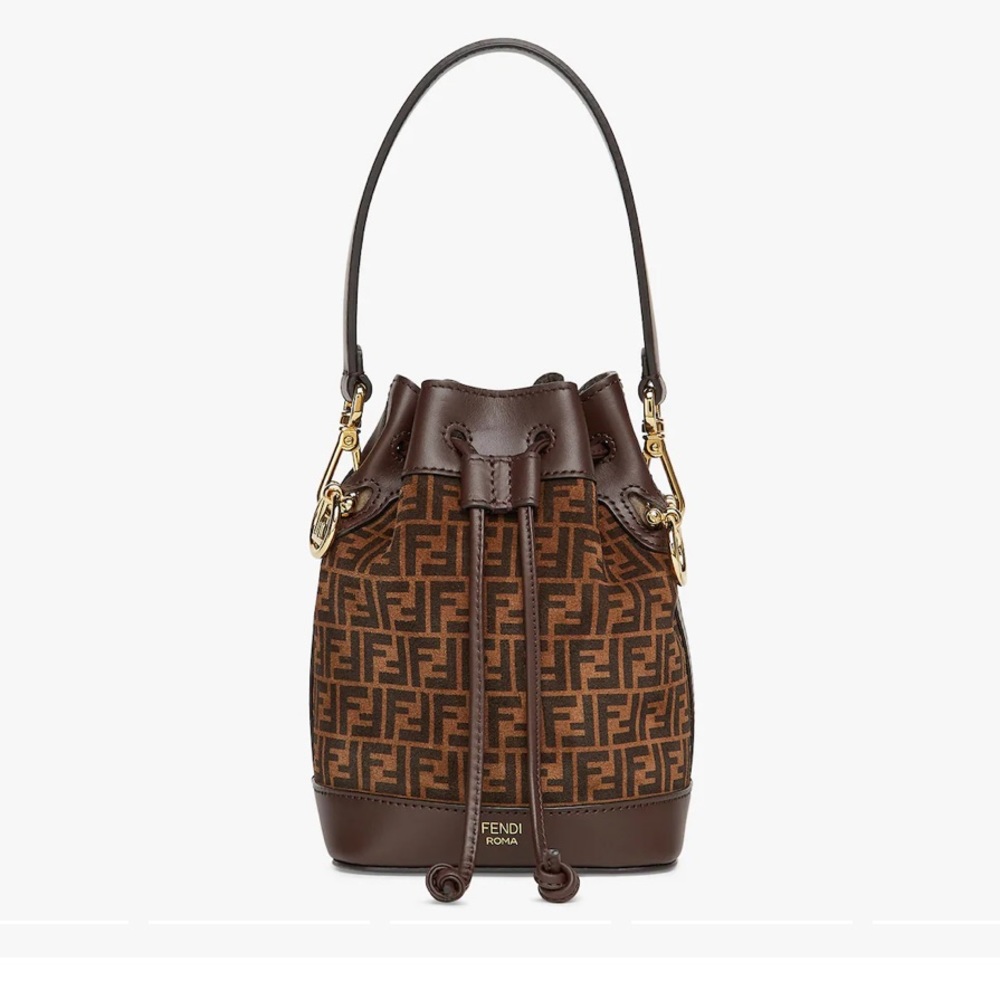 Mon Tresor Brown leather mini-bag with FF print